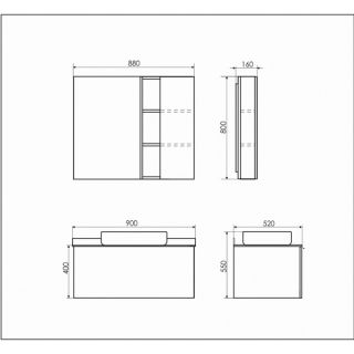 Тумба-умывальник Comforty Милан-90 белая со столешницей под мрамор Калакатта Блэк с раковиной Comforty T-Y9378